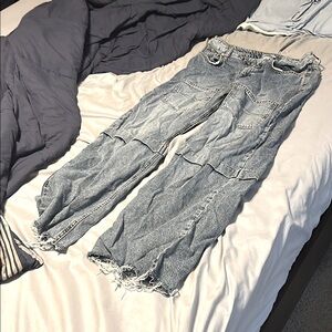 Cargo Blue Boot Cut Jeans with Distressed Details